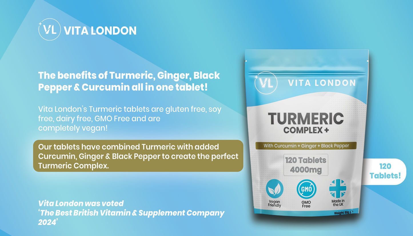 Turmeric, Ginger & Black Pepper Tablets | 4000mg Per Serving | Tablets