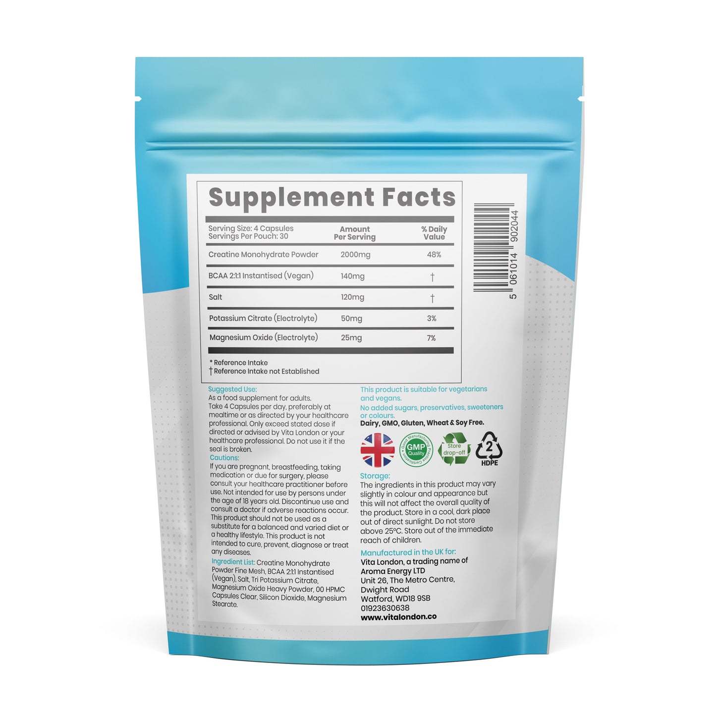 Creatine Complex Capsules – 2000mg Creatine Monohydrate with BCAAs & Electrolytes