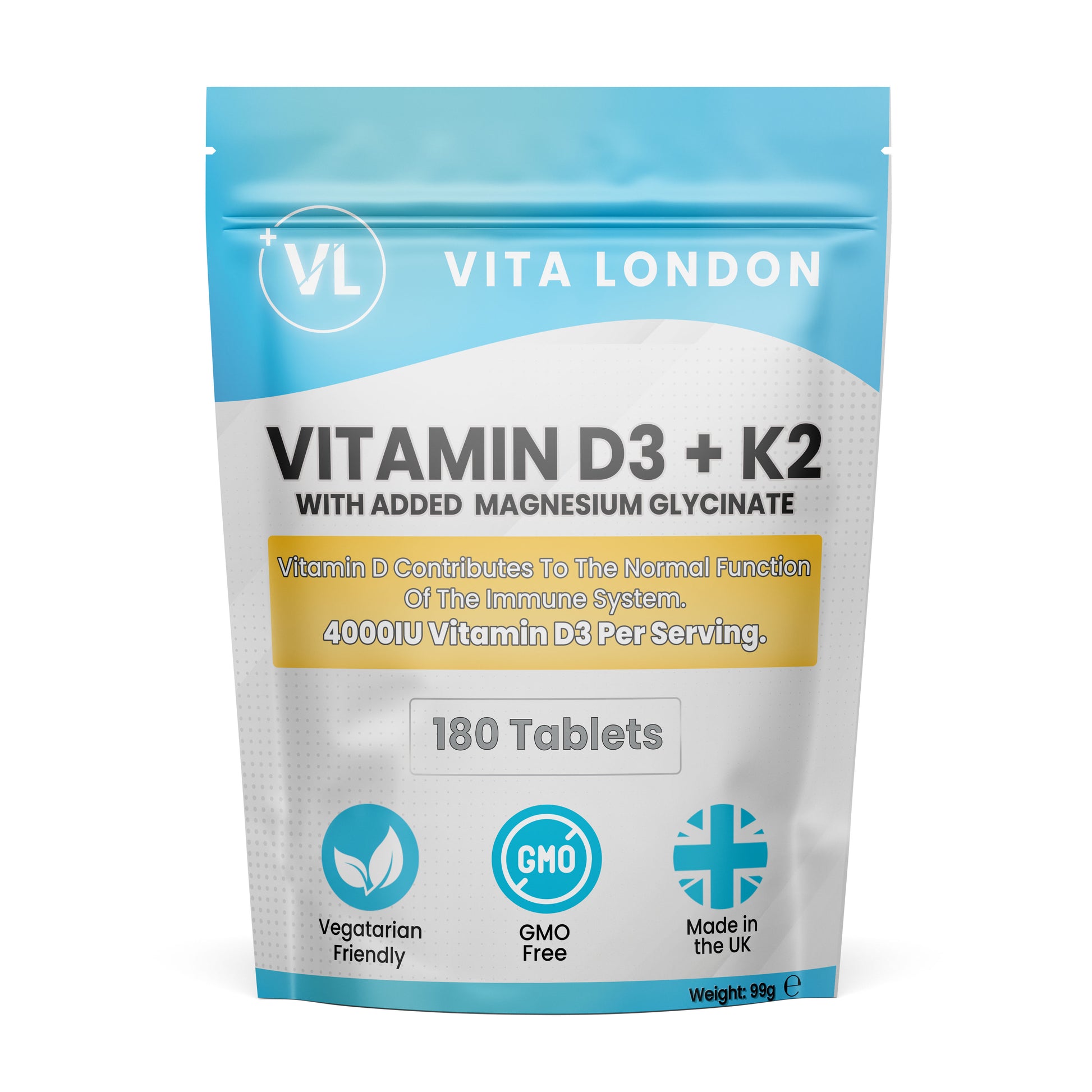 Vitamin D3, K2 & Magnesium Glycinate | 4000IU Per Serving