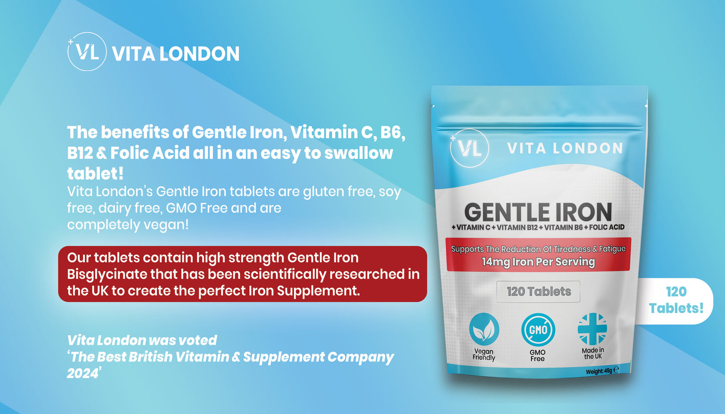 Gentle Iron + Energy Support Tablets | Enhanced Formula with Vitamins C, B6, B12 & Folic Acid