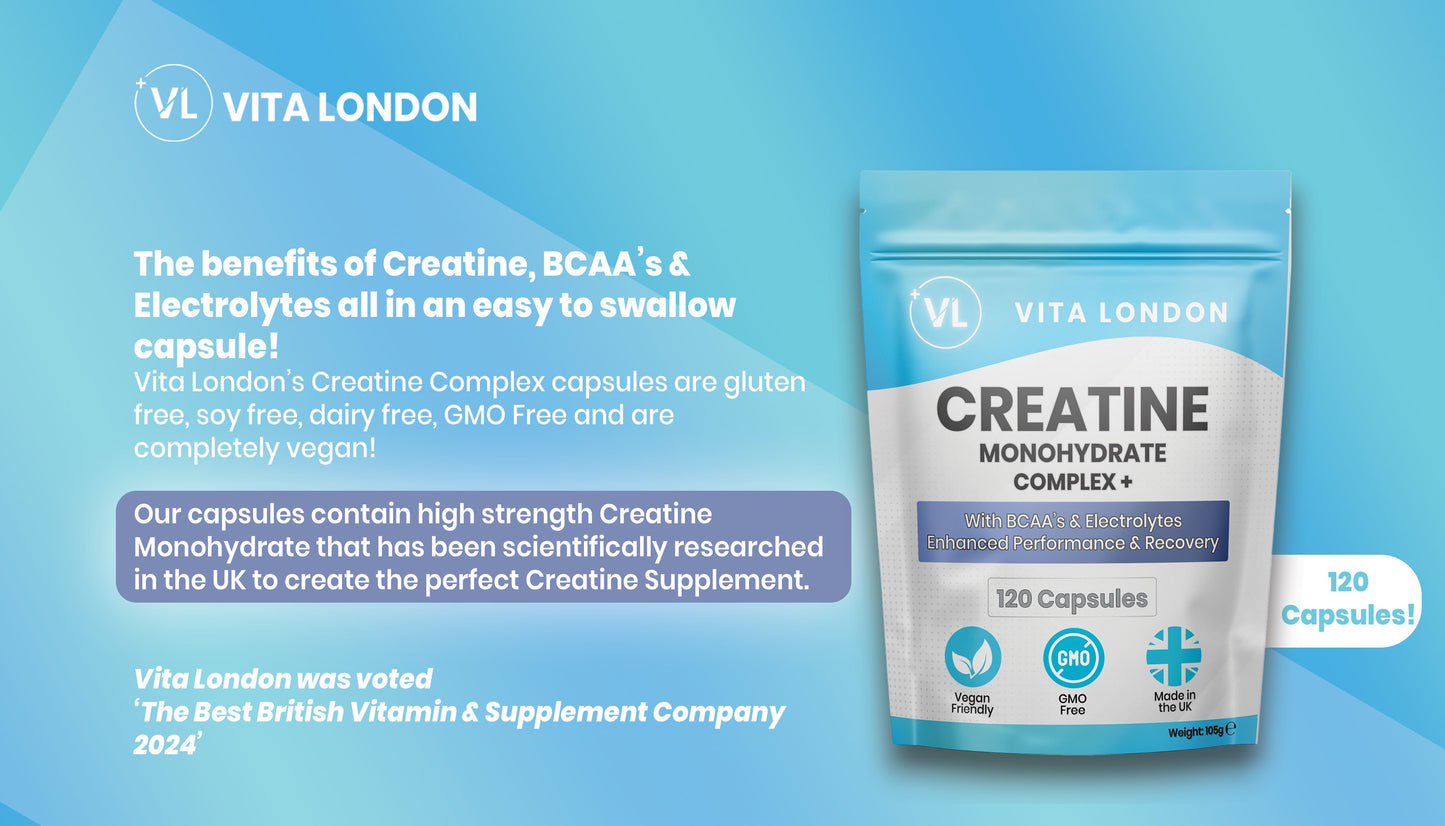 Creatine Complex Capsules – 2000mg Creatine Monohydrate with BCAAs & Electrolytes