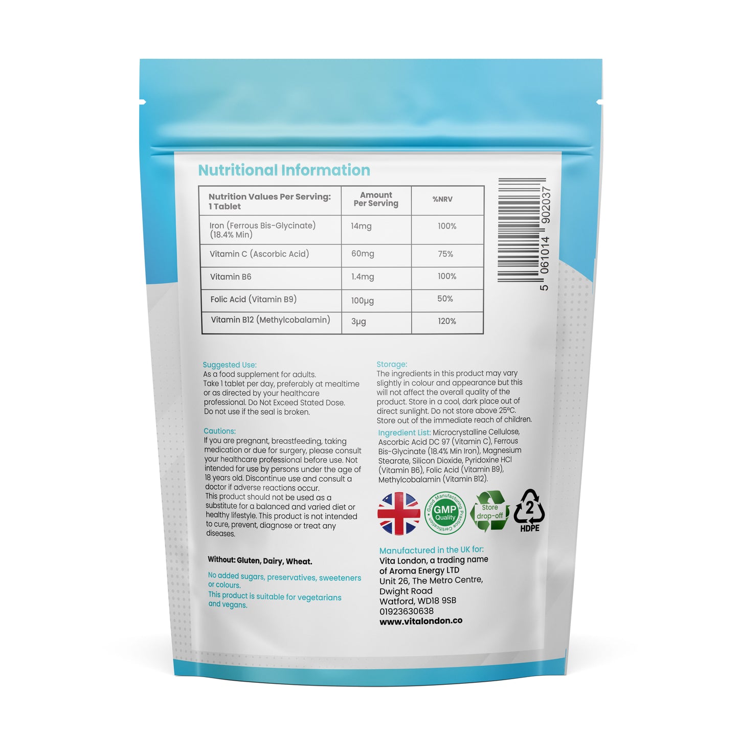 Gentle Iron + Energy Support Tablets | Enhanced Formula with Vitamins C, B6, B12 & Folic Acid