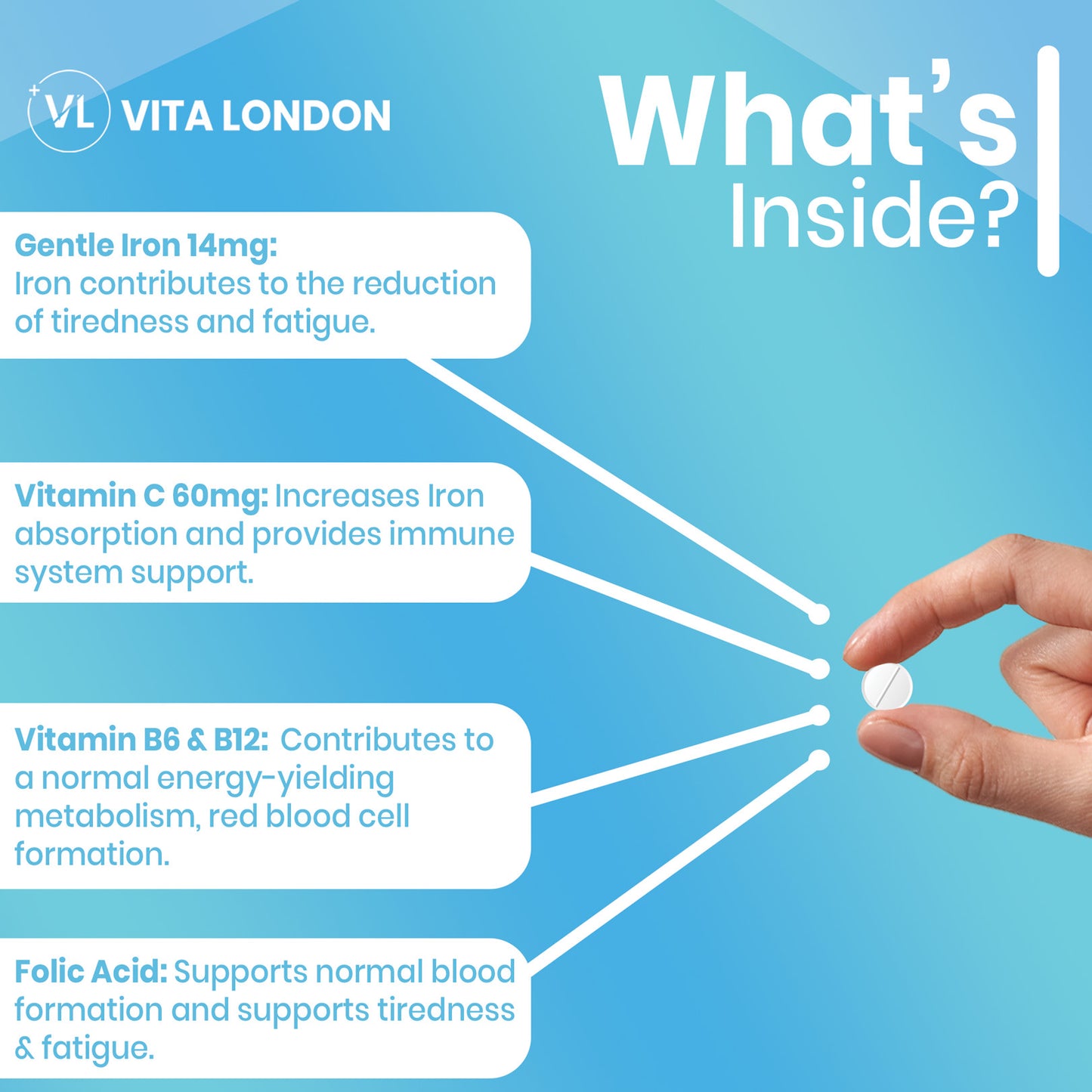 Gentle Iron + Energy Support Tablets | Enhanced Formula with Vitamins C, B6, B12 & Folic Acid