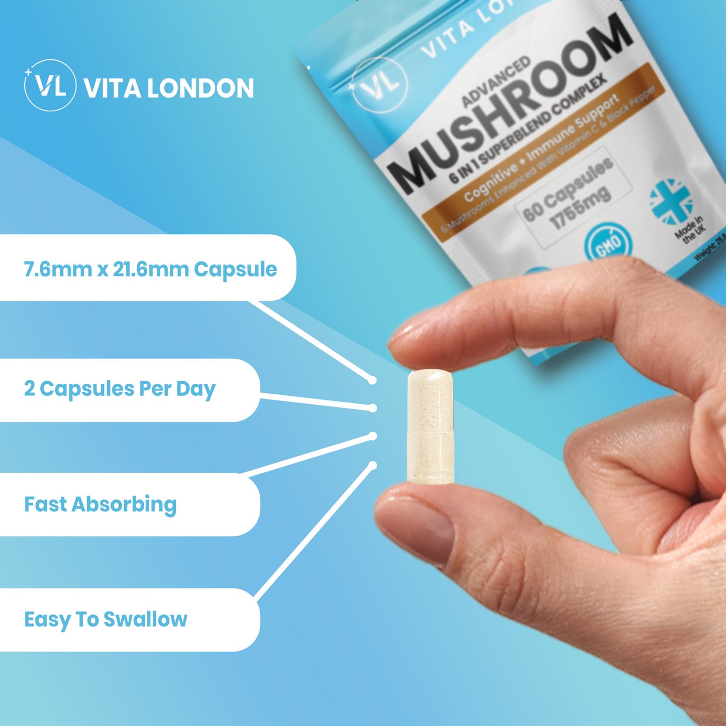 Advanced Mushroom Complex – 6 in 1 Superblend