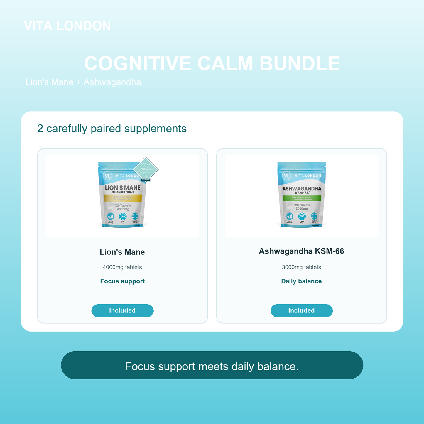 Vita London Cognitive Calm Bundle included products image
