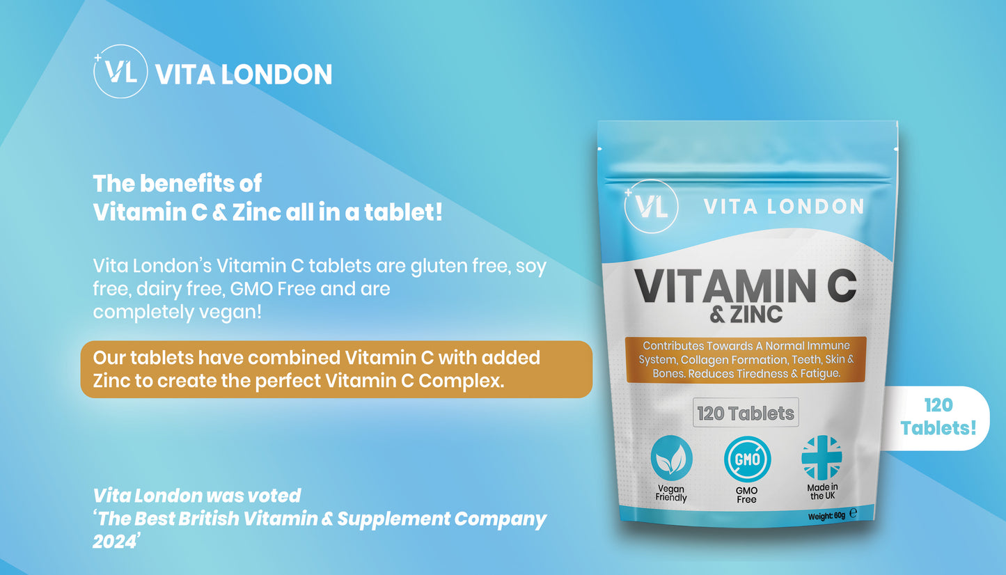 Vitamin C & Zinc Tablets | 120mg - 100mg Vitamin C / 20mg Zinc | Tablets