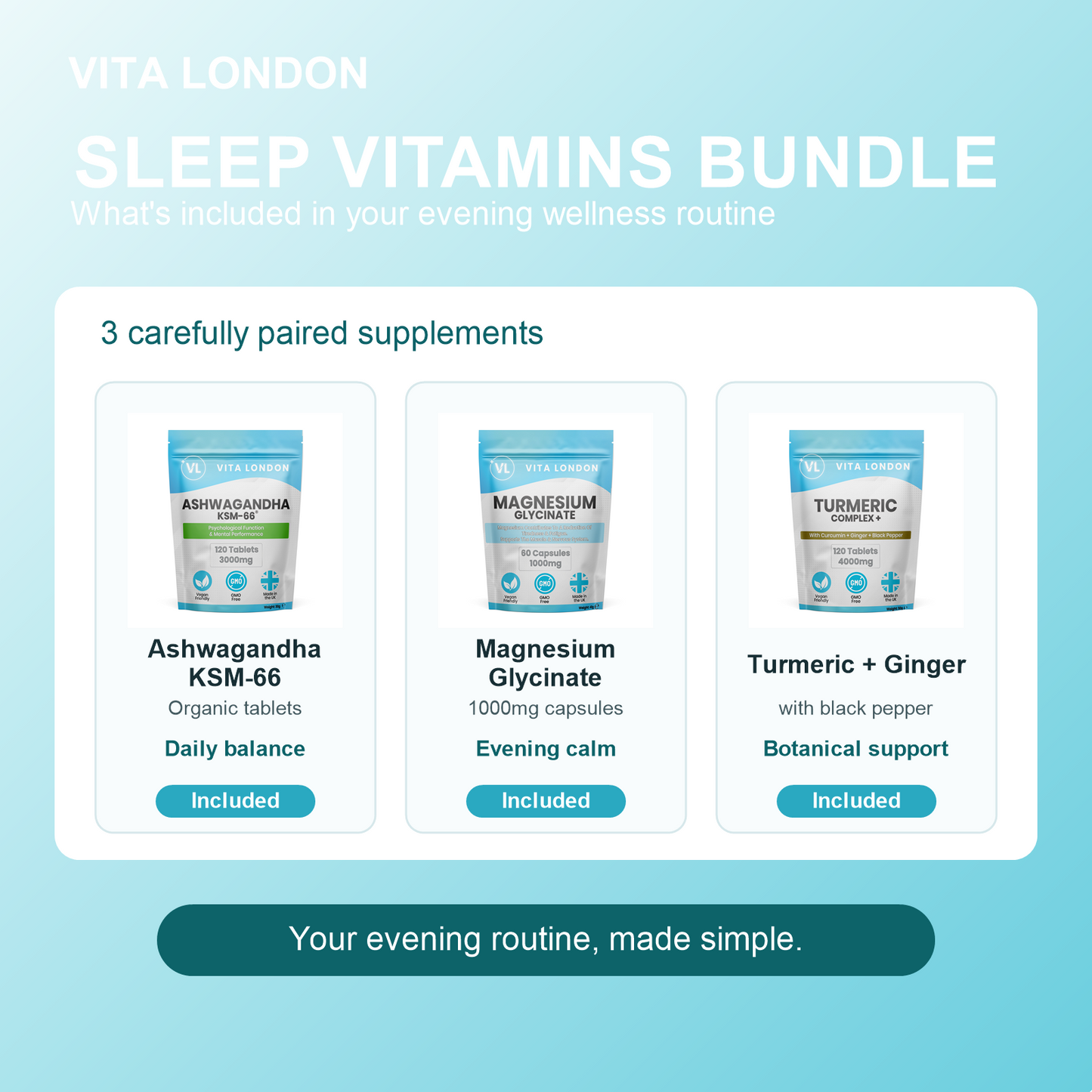 Vita London Sleep Vitamins Bundle included products image