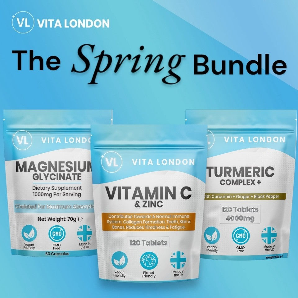 Spring Wellness Vitamin Bundle: Vitamin C & Zinc • Turmeric, Ginger & Black Pepper • Magnesium Glycinate (3-Pack)