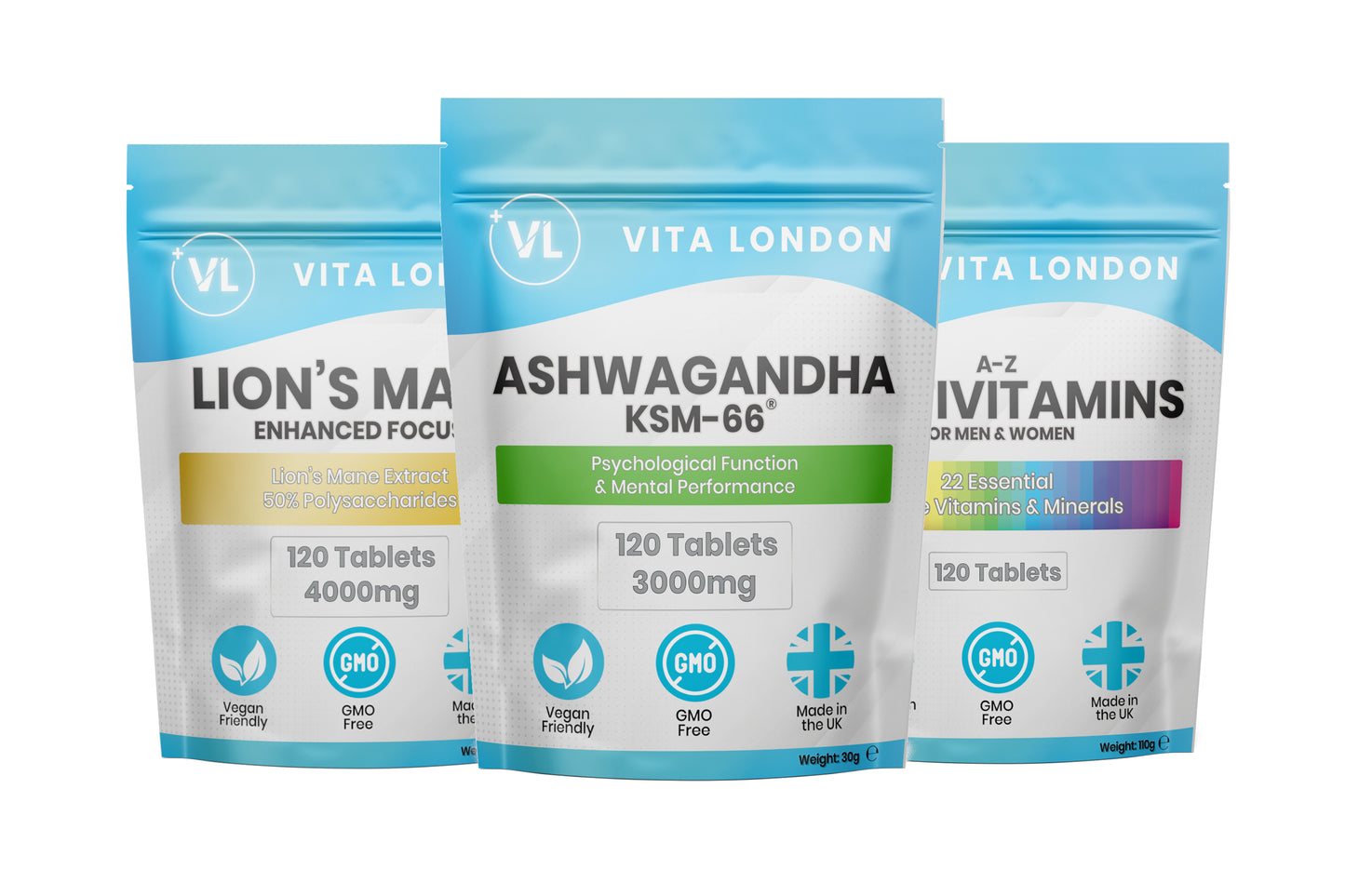 Work Vitamins  Bundle with Lion’s Mane, Multivitamins, and Ashwagandha for Mental Clarity and Stress Relief