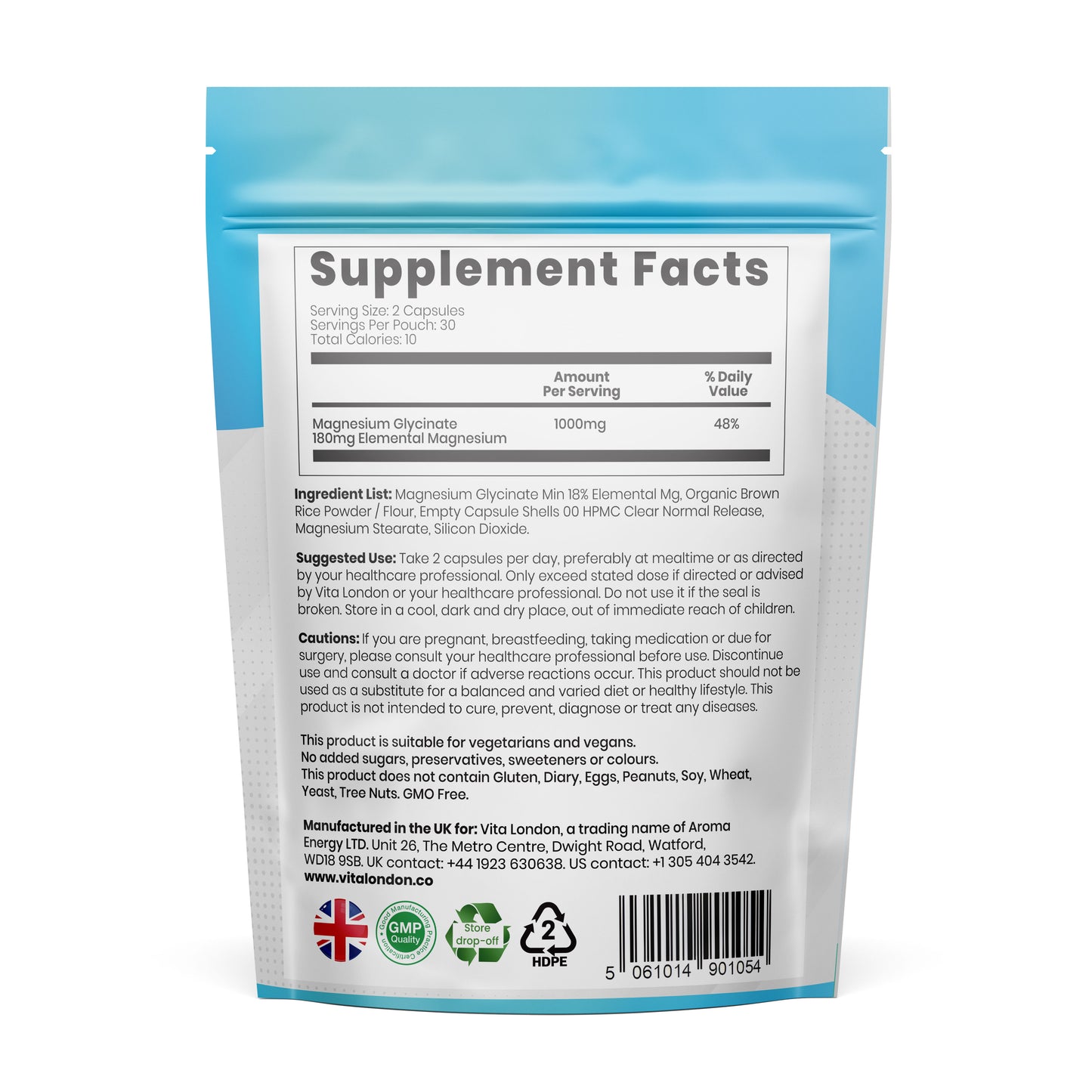 Magnesium Glycinate Capsules | 1000mg Per Serving