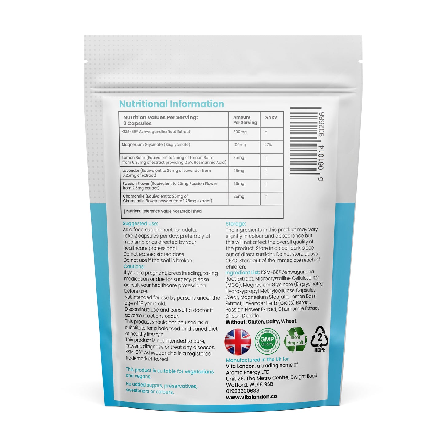 Vita London Bedtime Complex supplement supplement information image