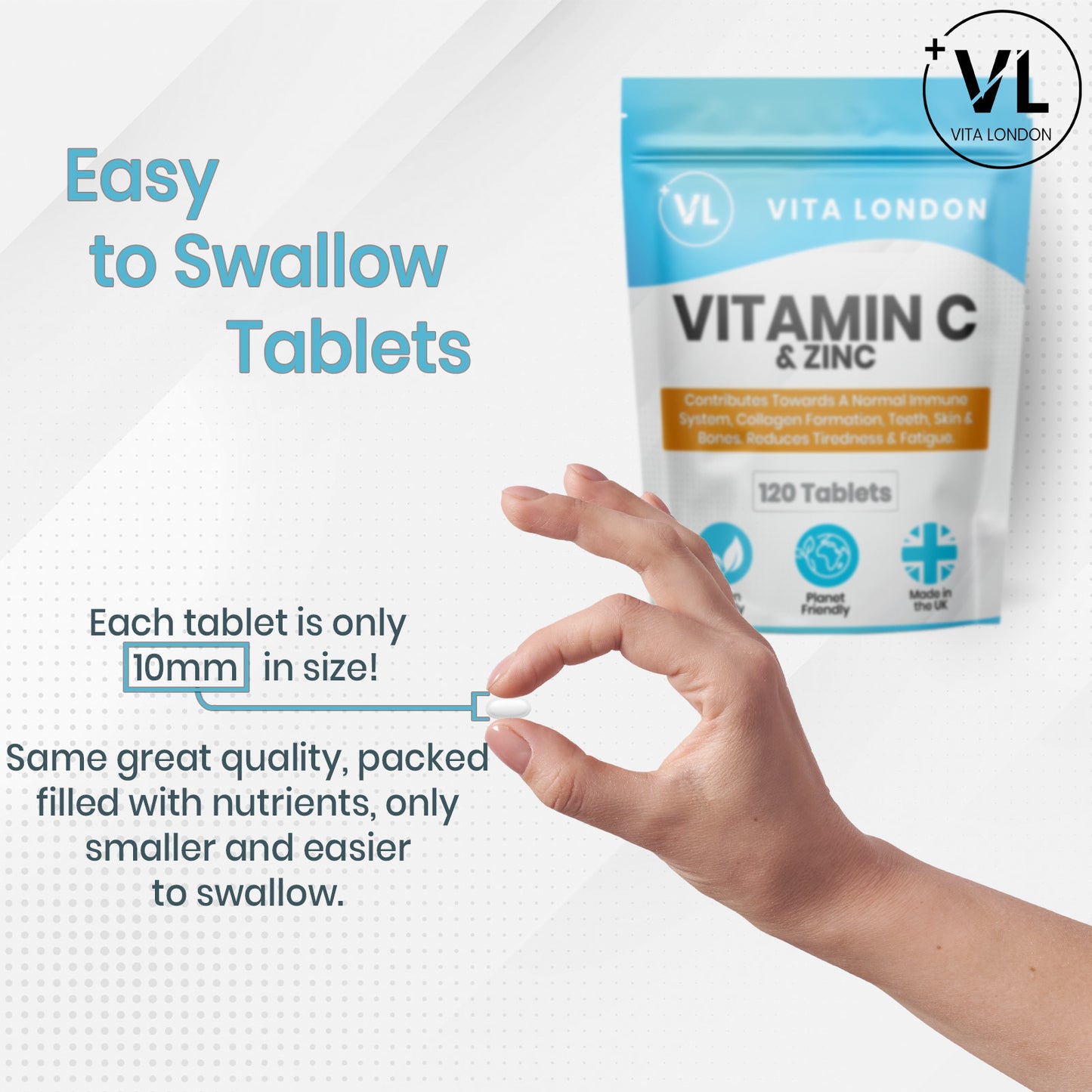 vitamin c and zinc easy to swallow tablets