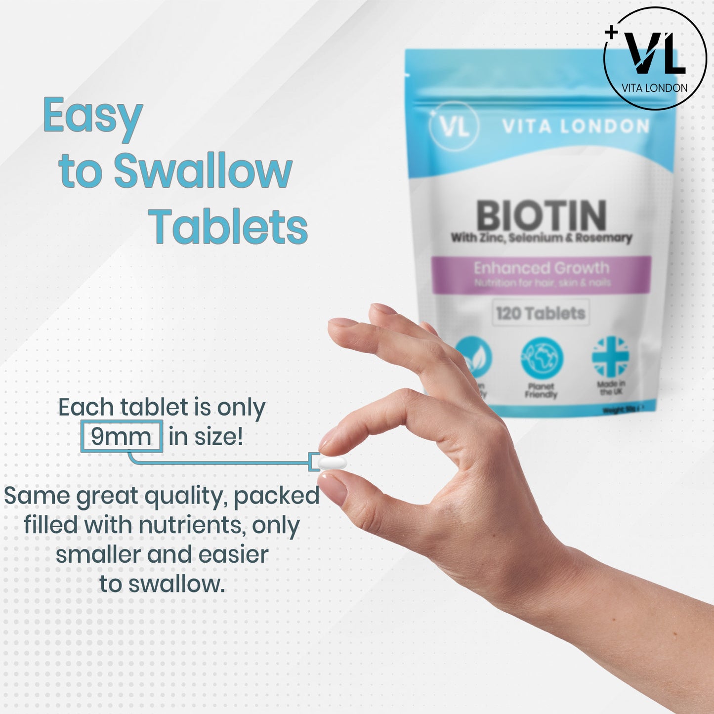 Biotin (Enhanced Growth)| Tablets | with Rosemary Extract | 5000mcg per serving