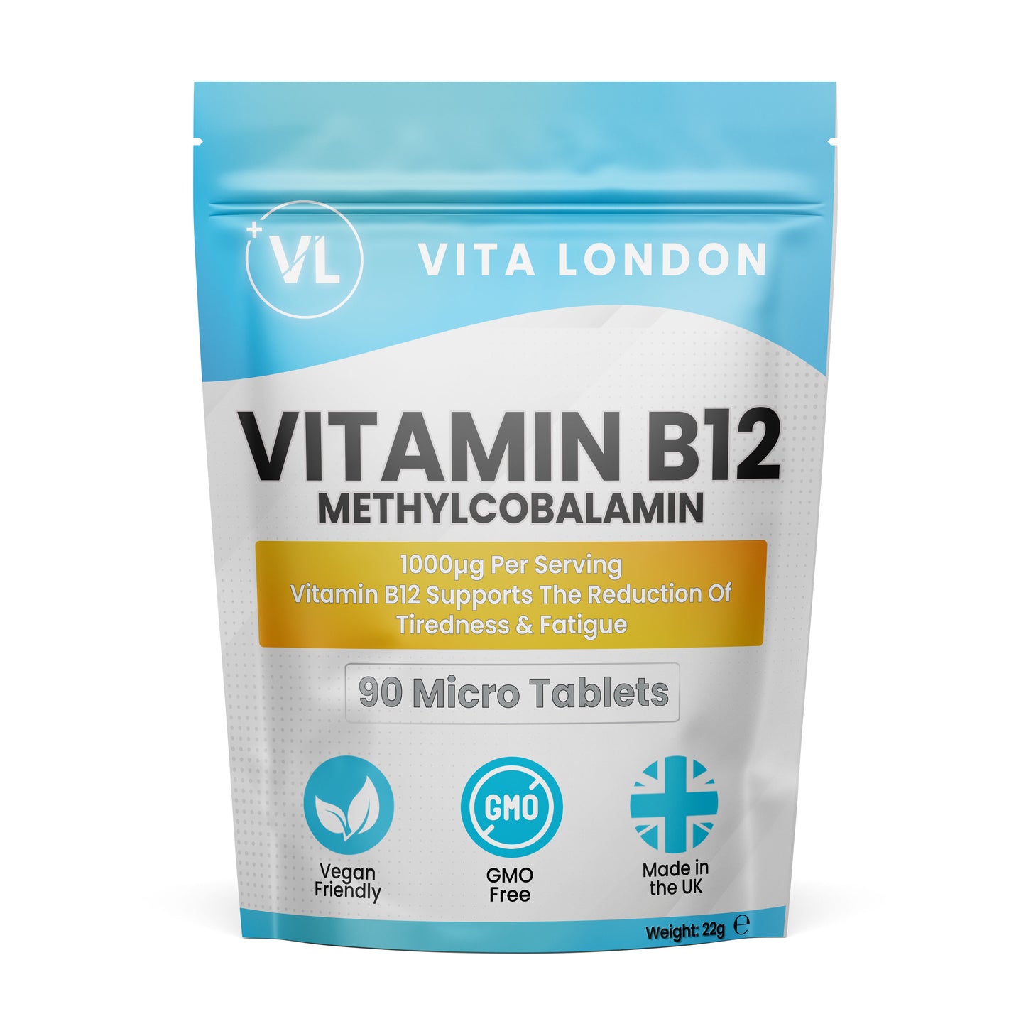 Vita London Vitamin B12 Methylcobalamin 1000µg Tablets product packaging image