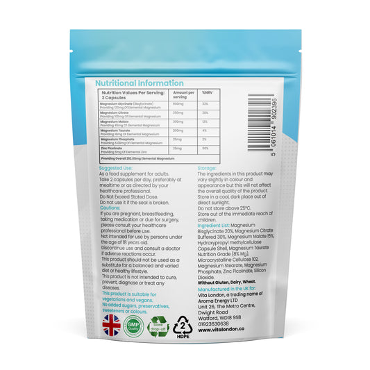 Vita London Advanced Magnesium supplement supplement information image