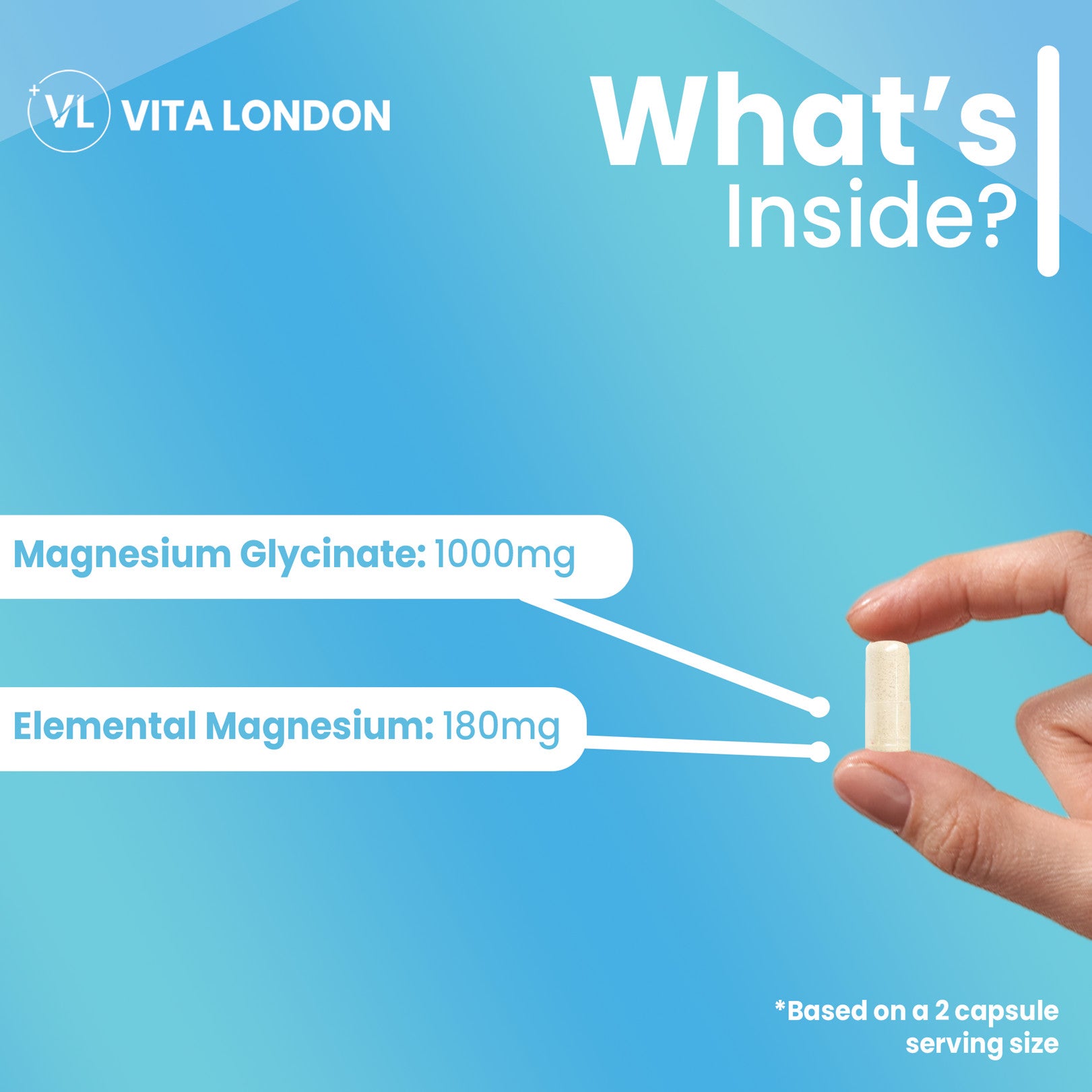Vita London Magnesium Glycinate Capsules 1000mg lifestyle product image
