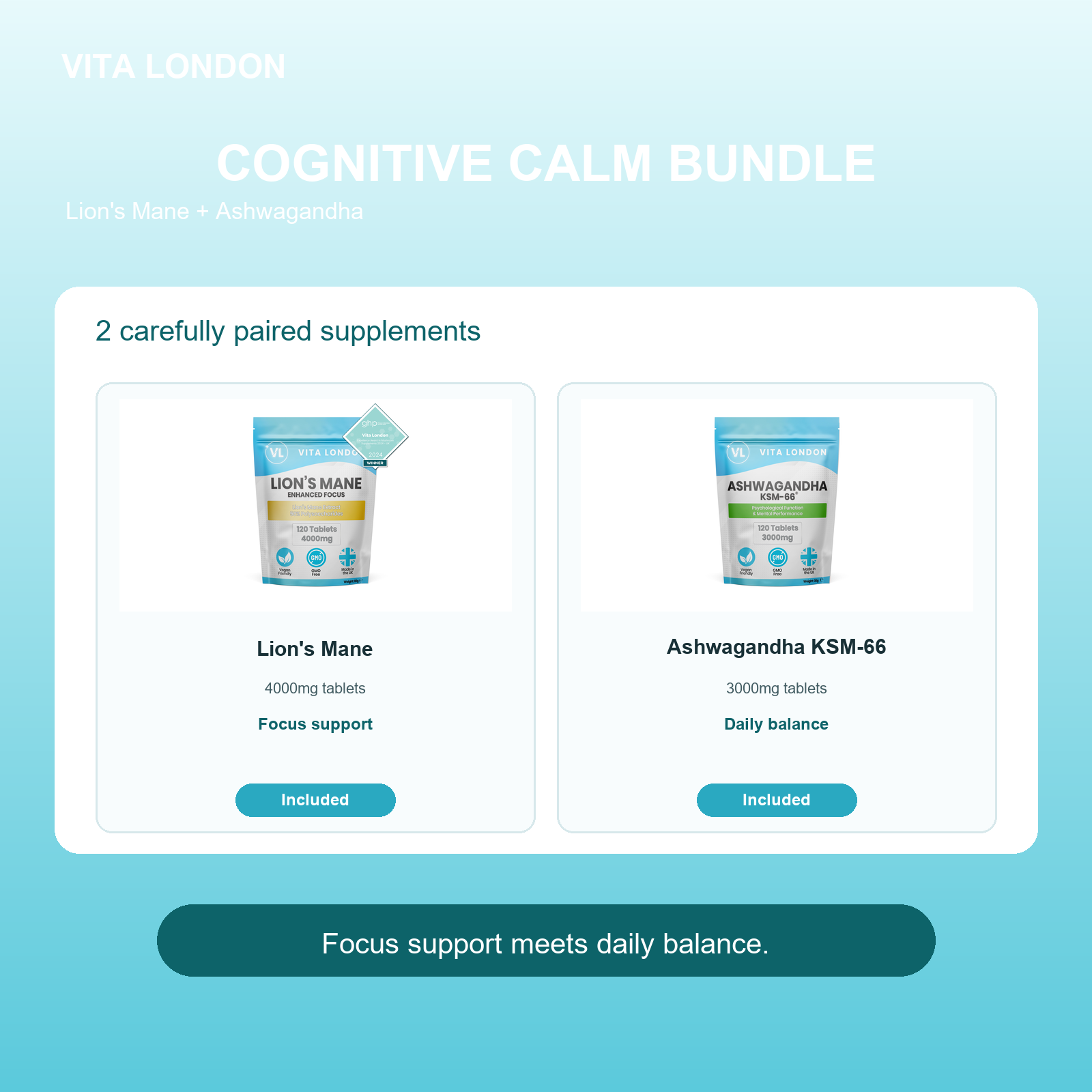 Vita London Cognitive Calm Bundle included products image