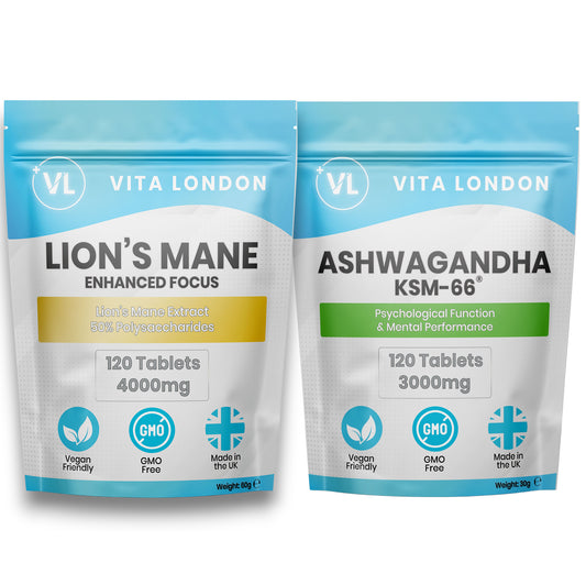 Lion’s Mane 4000mg + Organic Ashwagandha KSM-66 3000mg