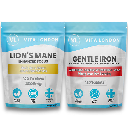 Focus & Energy Support Bundle | Lion’s Mane + Iron + B-Vitamins