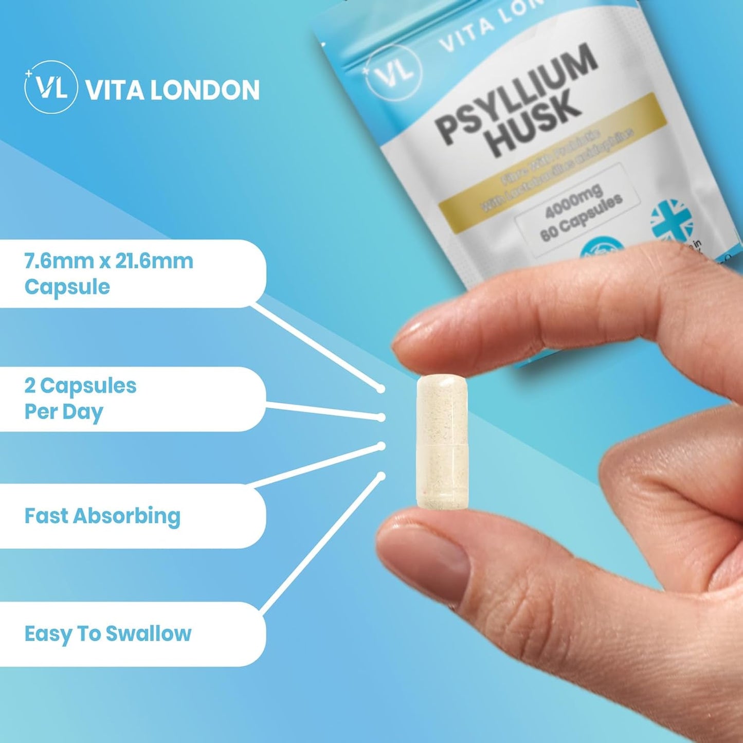 Psyllium Husk Capsules 4000mg details image