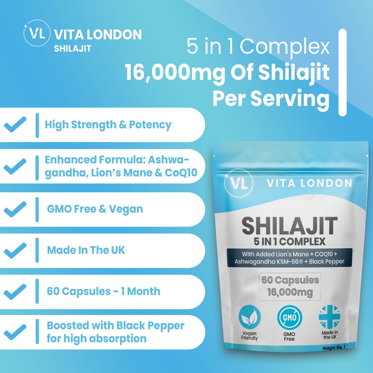 Shilajit Complex Capsules | 16,000mg Per Serving | Fuel Your Mind & Body