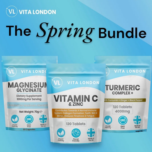 Spring Wellness Vitamin Bundle: Vitamin C & Zinc • Turmeric, Ginger & Black Pepper • Magnesium Glycinate (3-Pack)
