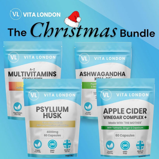 Christmas 4-Pack Vitamin Bundle: Ashwagandha • A–Z Multivitamin • Apple Cider Vinegar Complex • Psyllium Husk + Probiotic