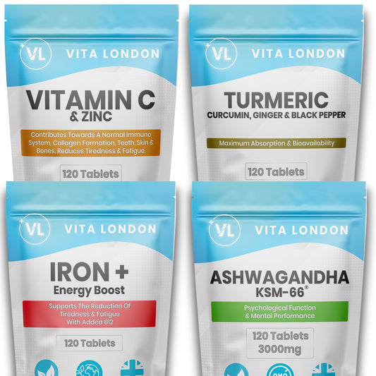 Wellness Vitamins  Bundle with Iron, Vitamin C, Turmeric, and Ashwagandha